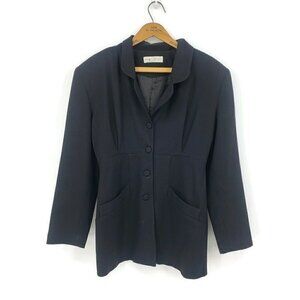 BiYA Blazer Womens Petite Solid Black Jacket Single Breasted